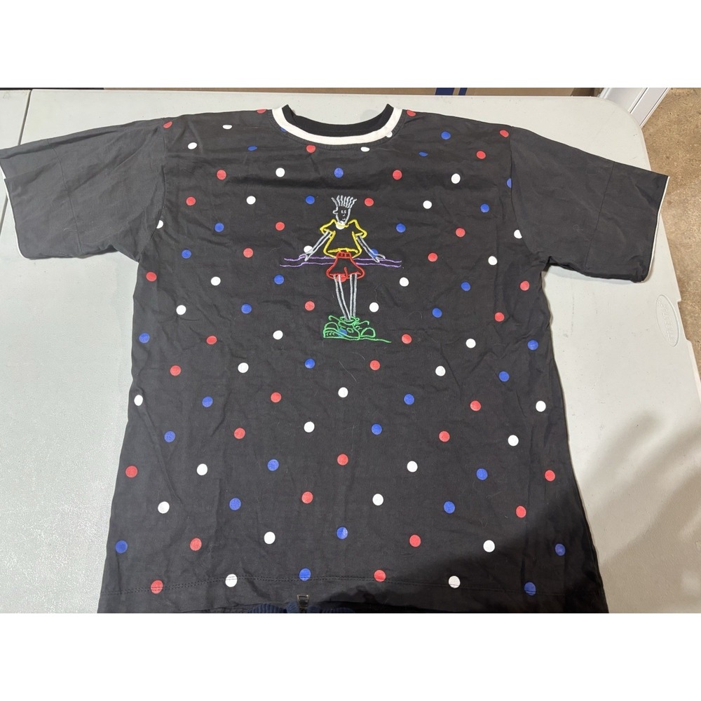 Vtg 90s Jonomo Polka Dot T‎ Shirt Black Large